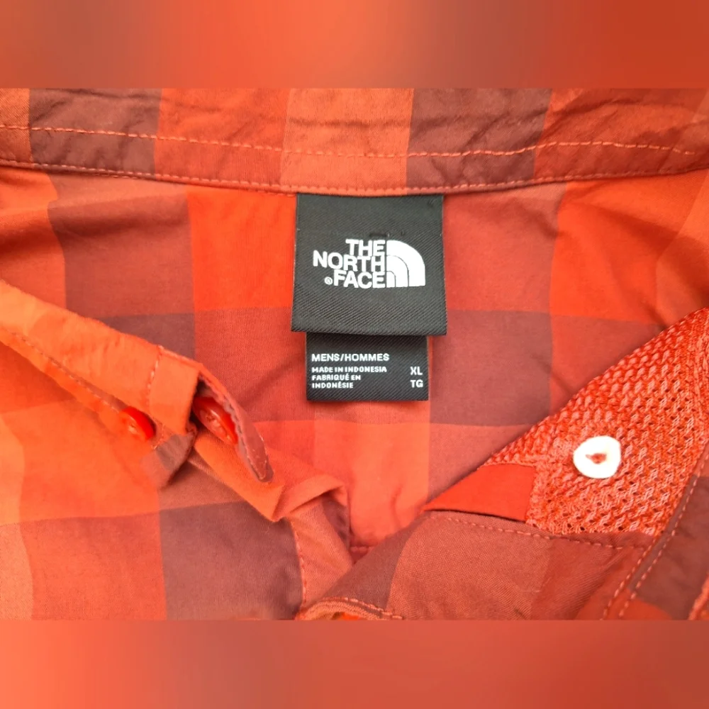 The North Face men's lightweight red orange plaid short-sleeved button-down - XL